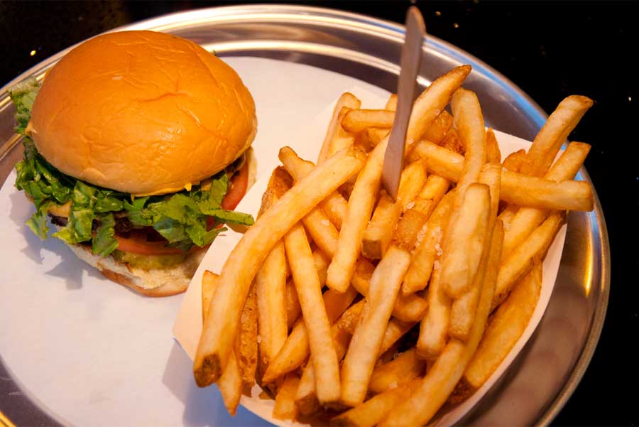 A photo of a hamburger and french fries
